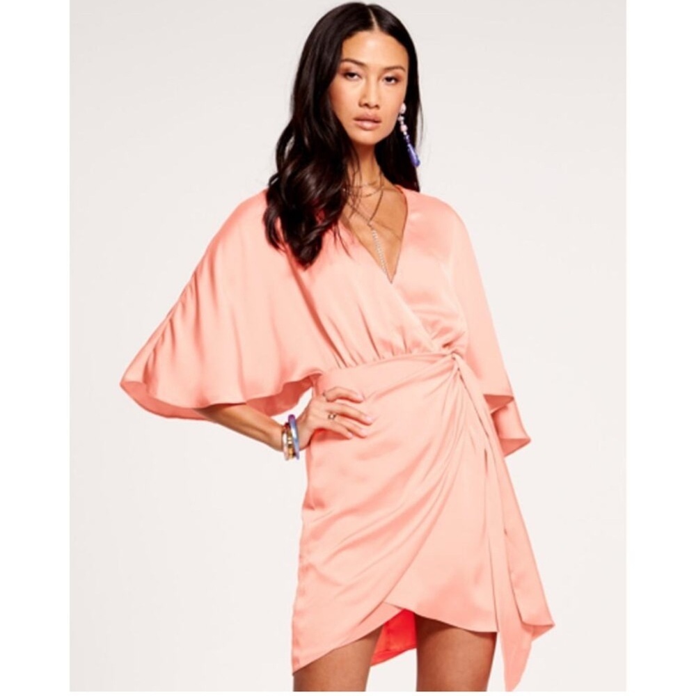 Ramy Brook Alexis Mini Faux Wrap Dress Peach Sz 6